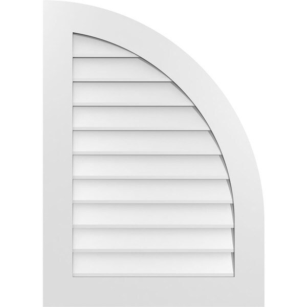 Ekena Millwork Quarter Round Top Right Surface Mount PVC Gable Vent w/ 3-1/2"W x 1"P Standard Frame, 26"W x 36"H GVPQR26X3601SN - main